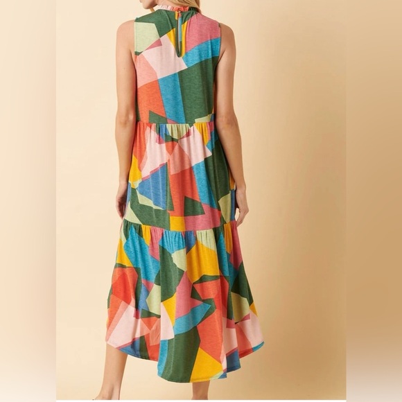 NWOT BELLA BELLA BY GG Geo Print Midi Dress (Large) - Picture 3 of 10